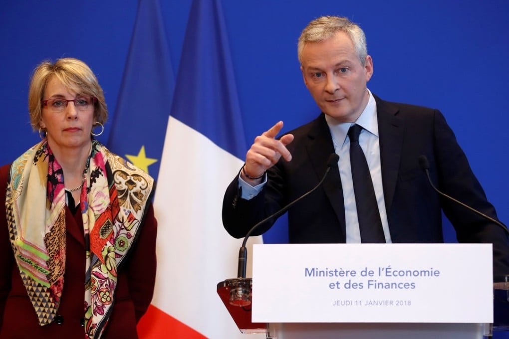 French Finance Minister Bruno Le Maire discusses the Lactalis contamination scandal. Photo: Reuters