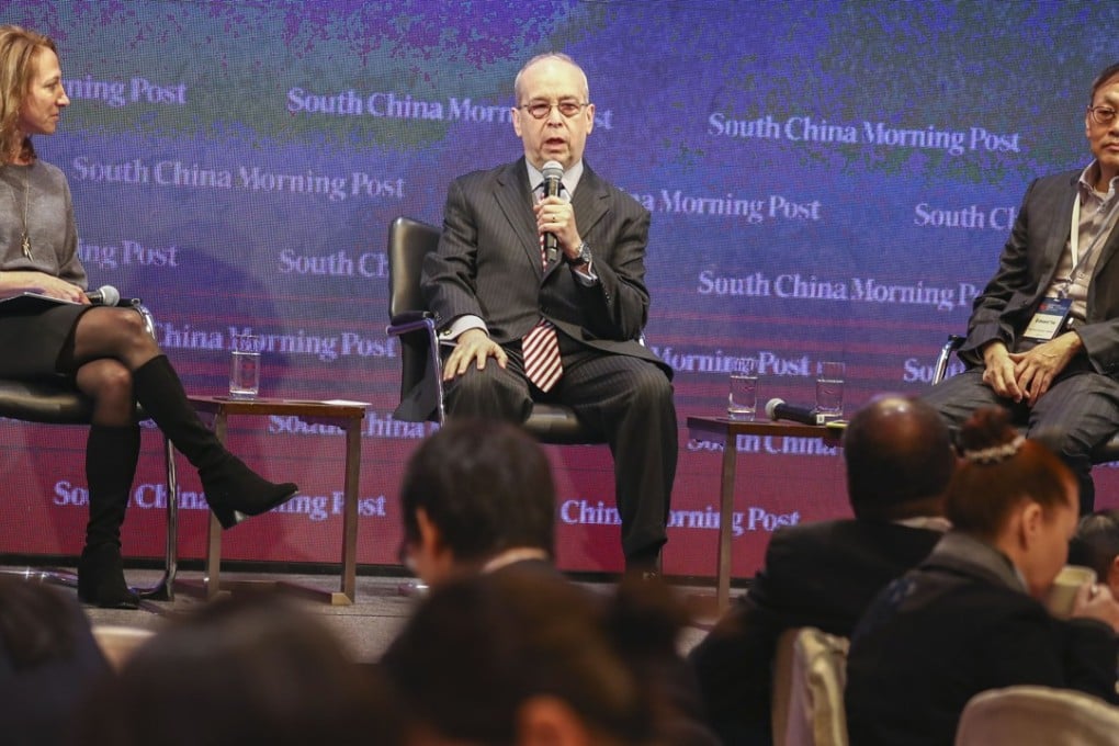 (From left) Tara Joseph, president of the American Chamber of Commerce in Hong Kong, Daniel Russel, diplomat in residence and senior fellow at the Asia Society Policy Institute, and Edward Tse, founder and CEO of Gao Feng Advisory Company at the China Conference on Thursday. Photo: Nora Tam