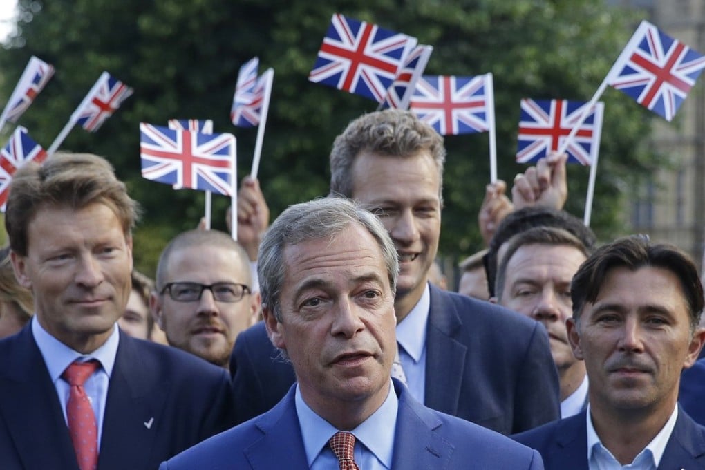 Nigel Farage, then leader of the UK Independence Party, speaks to the media in London a week before the vote on Brexit in June 2016. Farage said this week that he might support a second referendum on Britain's European Union membership to kill off any prospect of staying in the bloc. Photo: AP