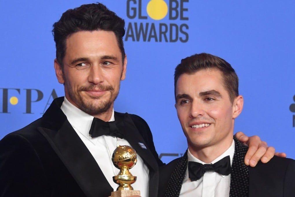 Several women have accused James Franco (left, with brother Dave at Sunday’s Golden Globes) of sexual impropriety. They include removing plastic guards from actress’ genitals while filming an orgy scene. Franco says that the claims he’s familiar with were ‘not accurate’. Photo: AFP