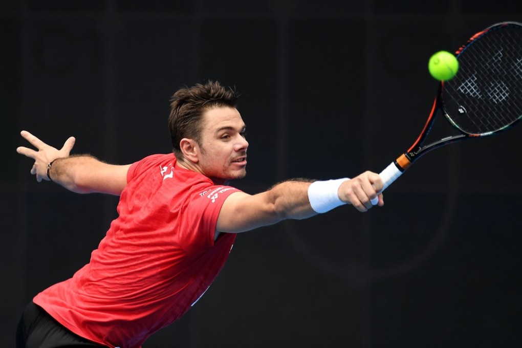 Stan Wawrinka in action during a practice session for the Australian Open. Photo: EPA