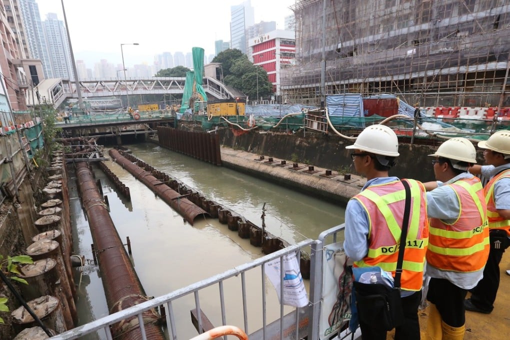 Workers at Kai Tak Nullah in San Po Kong. Photo: Felix Wong