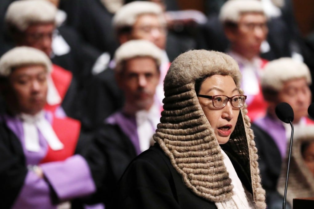 Secretary for Justice Teresa Cheng Yeuk-wah gives her address at the ceremonial opening of the legal year at City Hall. Photo: Sam Tsang