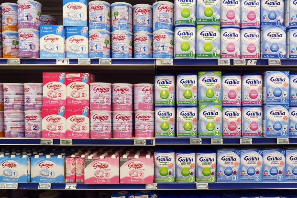 Baby milk products recommended by the 'French Pediatric Society' (SFP) to replace Lactalis brand products are displayed on a shelve of a supermarket in Nice, France. Photo: EPA