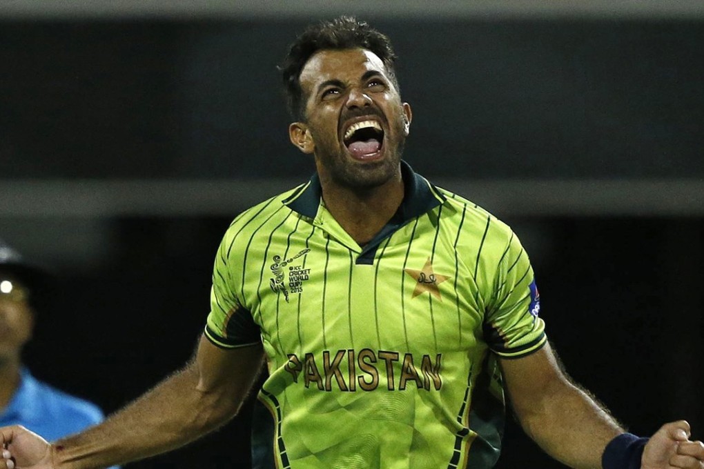 Pakistan's Wahab Riaz celebrates a wicket against Zimbabwe in Brisbane. Photo: Reuters