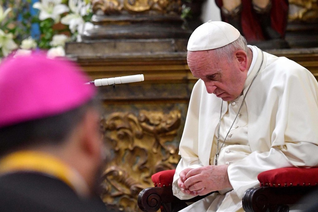 Pope Francis meets with bishops in Santiago, Chile, amid protests over a clergy sex scandal and violence flaring up over indigenous rights. Photo: AFP