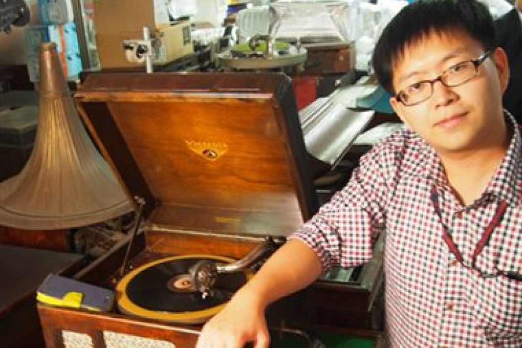 Suk Ji-hoon checks out a vintage Japanese Victor J1-51 phonograph/gramophone from the mid-1930s, in storage at Chamsori Museum in Gangneung. Photo: Suk Ji-hoon