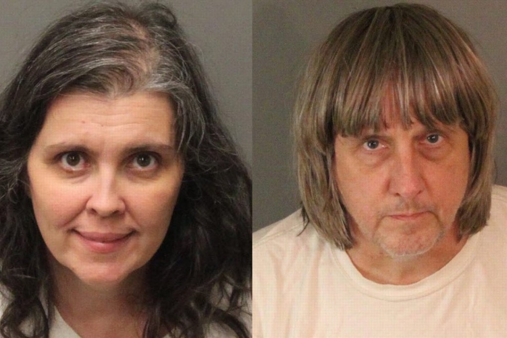Booking photos released by the Riverside County Sheriff’s Department on Monday show Louise Anna Turpin and David Allen Turpin, who are charged with torture and child endangerment for allegedly holding their 13 children captive in their home. Photo: EPA