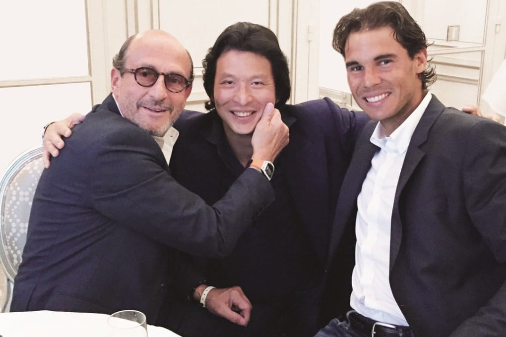 Singaporean publisher Wei Koh (centre) with watchmaker Richard Mille (left) and tennis superstar Rafael Nadal (right).
