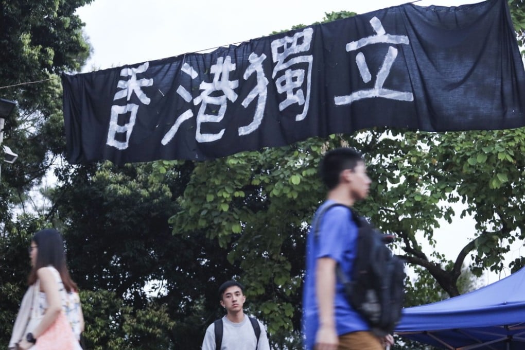 A pro-independence banner set up at the Chinese University of Hong Kong campus last year. Photo: Felix Wong