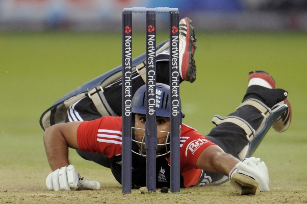 England's Ravi Bopara dives into his crease during a one-day international cricket match against India at Lord's in 2011. Photo: Reuters