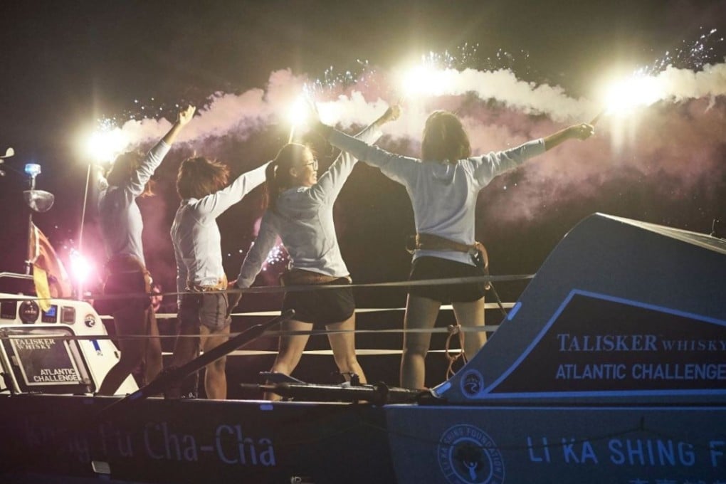 Kung Fu Cha Cha celebrate as they reach land. Photo: Atlantic Campaigns