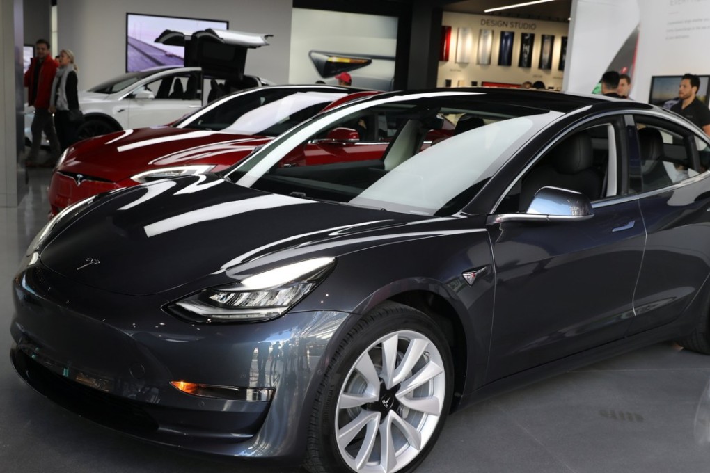 A Tesla Model 3 is seen in a showroom in Los Angeles. Photo: Reuters