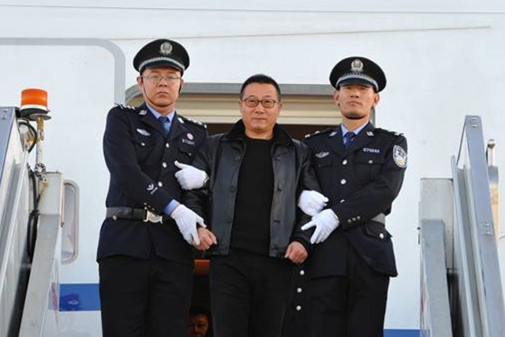 He Jian is arrested on November 7, 2017, after arriving in Beijing on a flight from Vancouver in this photo released by China's anti-graft agency, the CCDI. Photo: CCDI