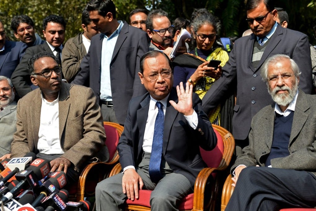 From left, Justices Kurian Joseph, Jasti Chelameswar, Ranjan Gogoi and Madan Lokur. Photo: Reuters