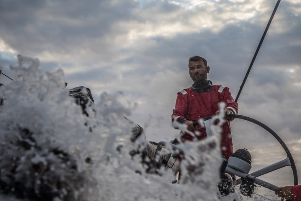 David Witt at the helm of Scallywag. Photo: Konrad Frost/Volvo Ocean Race