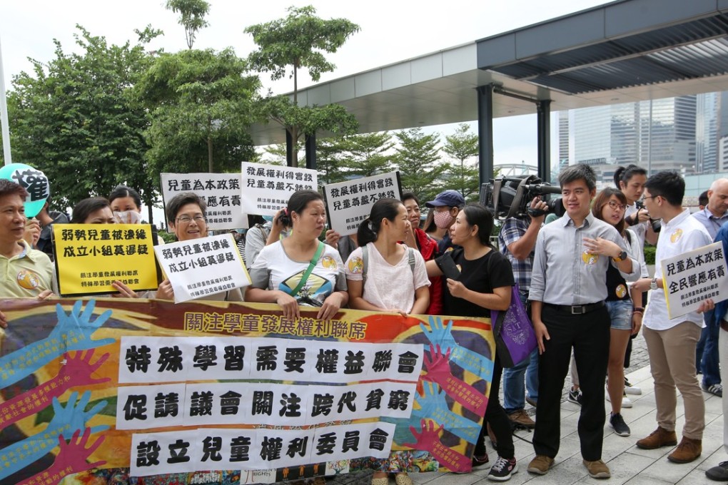 A concern group for children with special education needs calls for a select committee on children’s rights. Photo: Edmond So