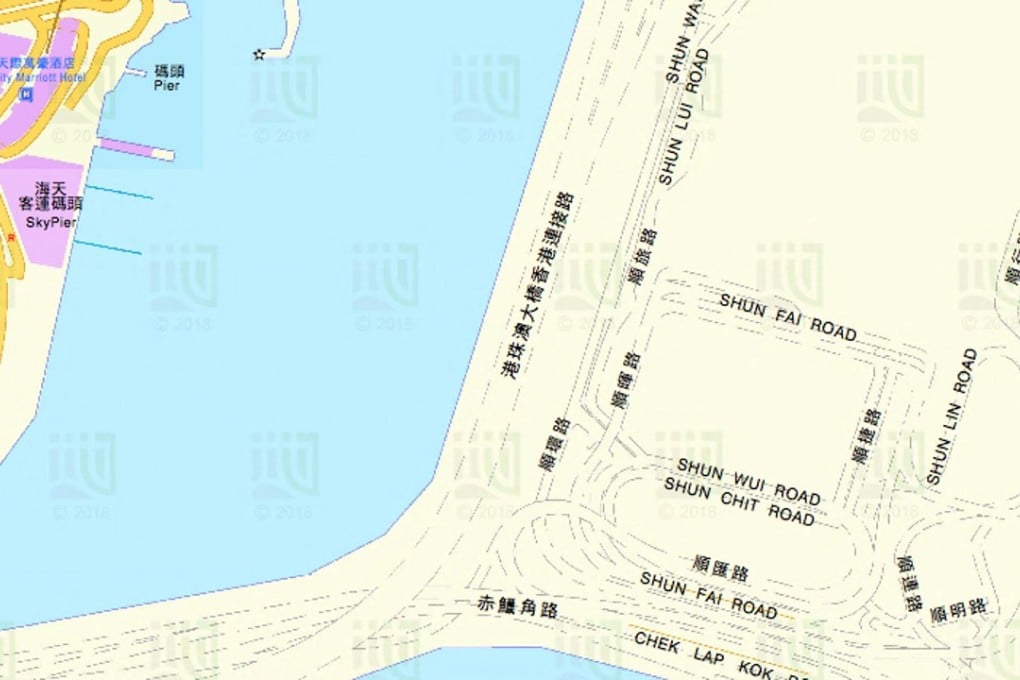 The road with 10 Chinese characters is seen in the middle of the map. Photo: Handout