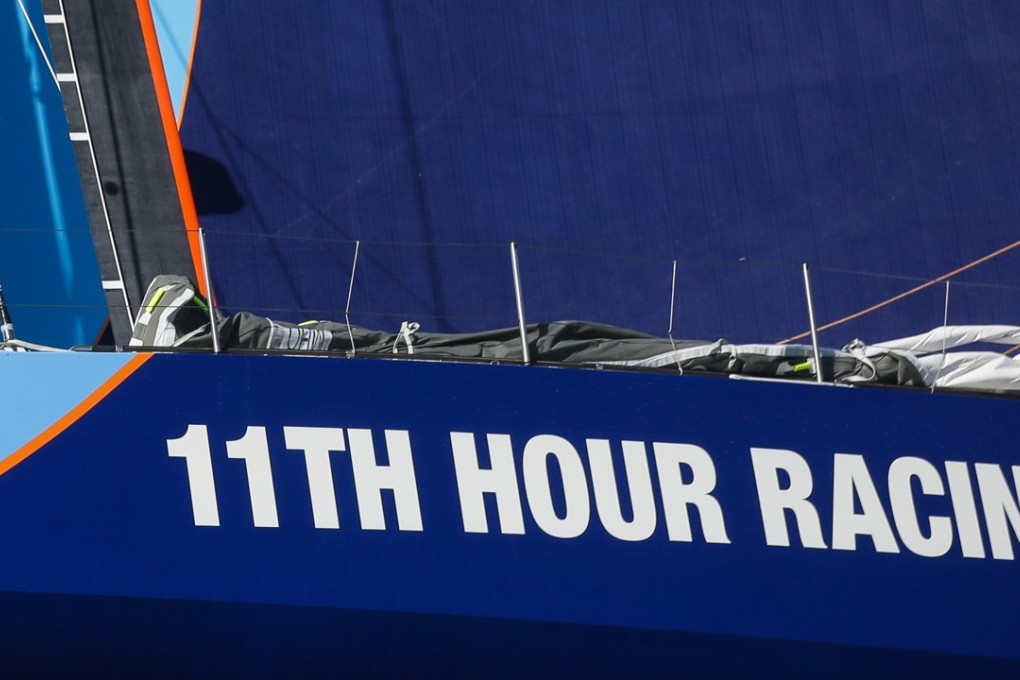 Team Vestas 11th Tour Racing’s boat sitting in Lisbon harbour after Leg 1 of the Volvo Ocean Race. Photo: EPA