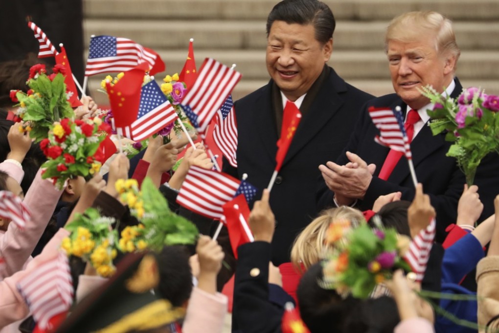 Chinese President Xi Jinping with US counterpart Donald Trump at the Great Hall of the People in Beijing. Photo: AP
