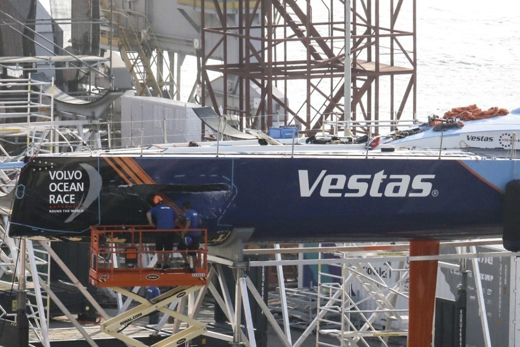 The racing yacht was damaged in the collision. Photo: Felix Wong