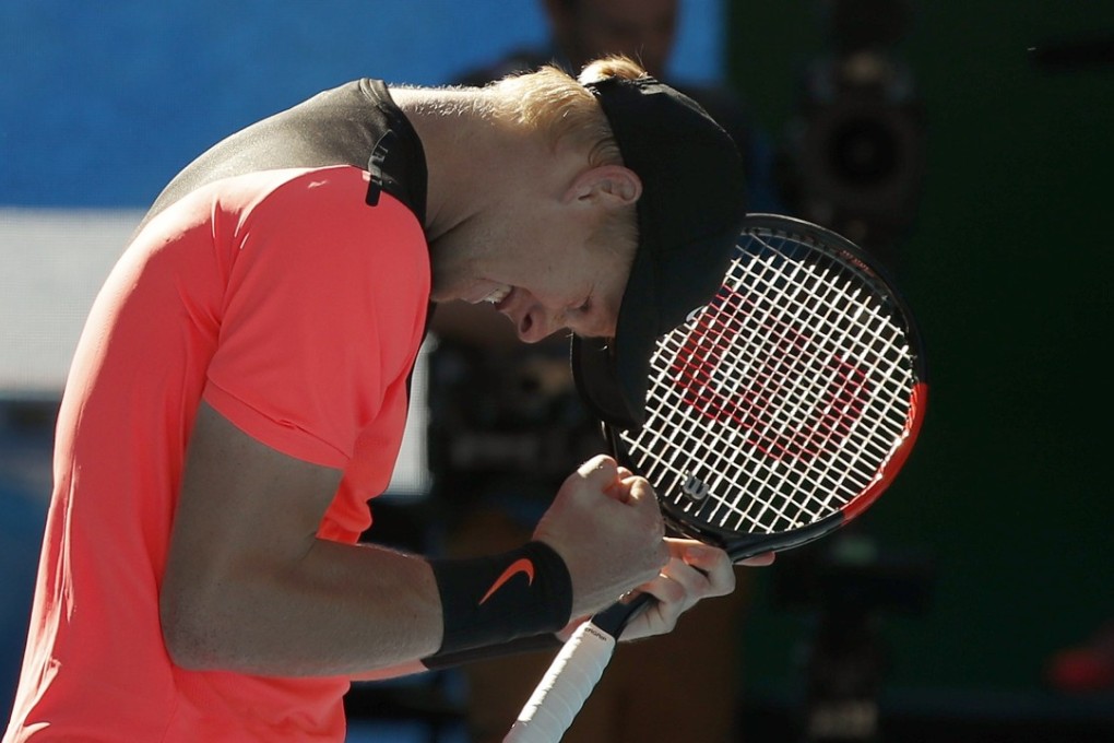 Kyle Edmund of Britain celebrates winning against Grigor Dimitrov of Bulgaria. Photo: Reuters