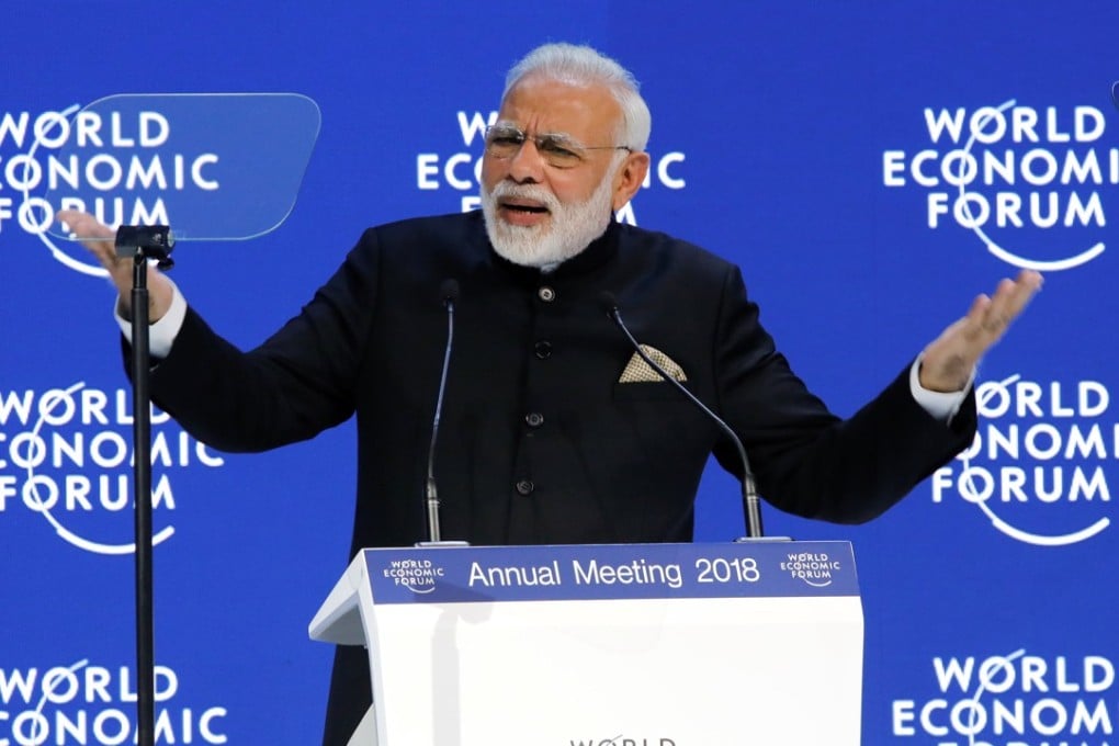 India's Prime Minister Narendra Modi addresses the World Economic Forum annual meeting in Davos, Switzerland. Photo: Reuters