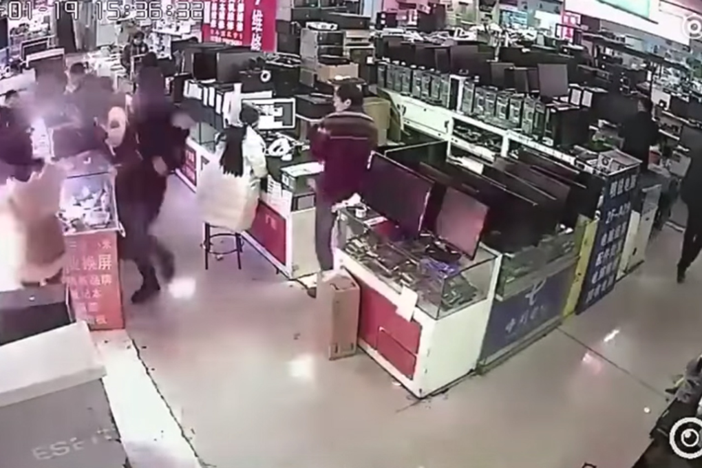 A man in China bit on an iPhone battery causing it to explode. Photo: YouTube/ViralVideo