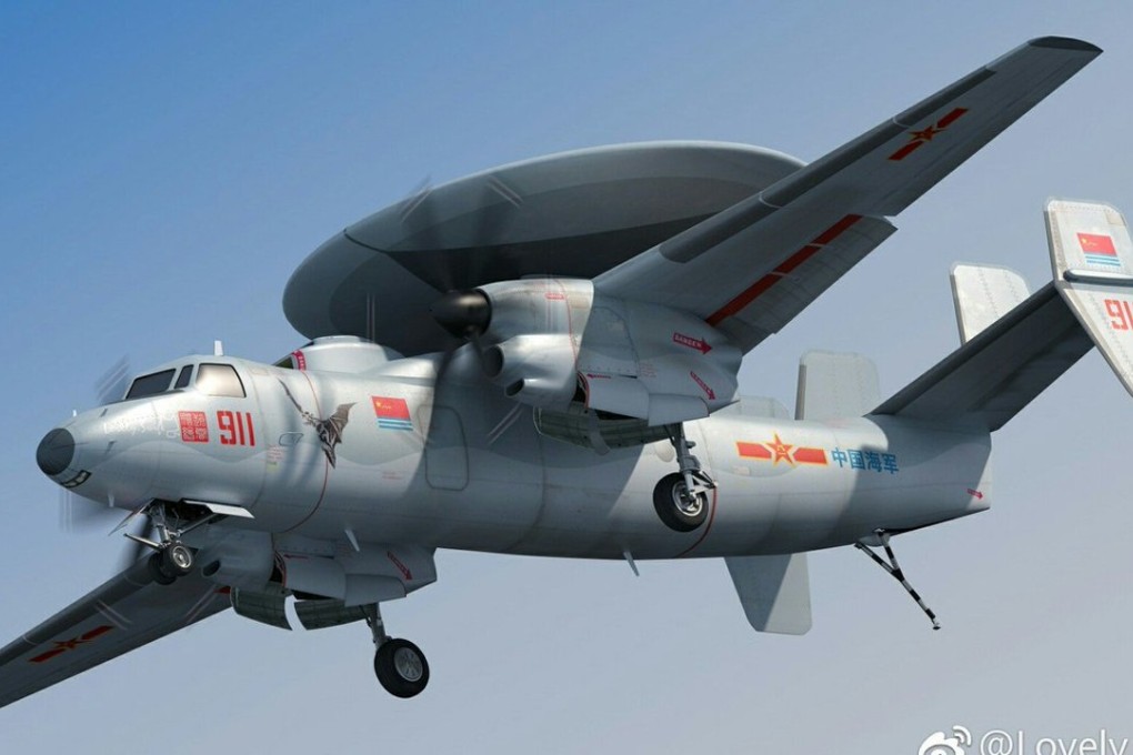 China is developing an early-warning carrier-based aircraft with radar to track stealth jets. Photo: Weibo