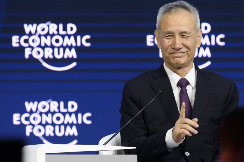 Liu He gives a speech at the World Economic Forum in Davos on Wednesday. Photo: EPA-EFE