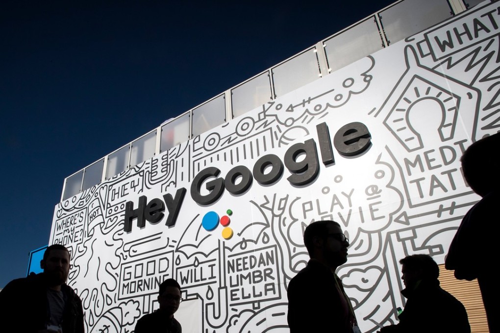 The silhouettes of attendees are seen at the Google Inc booth during the 2018 Consumer Electronics Show (CES) in Las Vegas, Nevada, on Thursday, January 11. Photo: Bloomberg