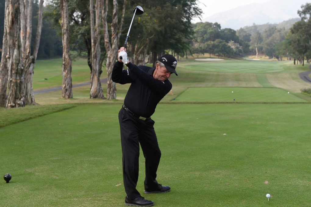 South African legend Gary Player tees off on the first hole of the Eden Course at Hong Kong Golf Club. The hole is also the first on the Composite Course used for the Hong Kong Open. Photo: Richard Castka/Sportpixgolf.com.