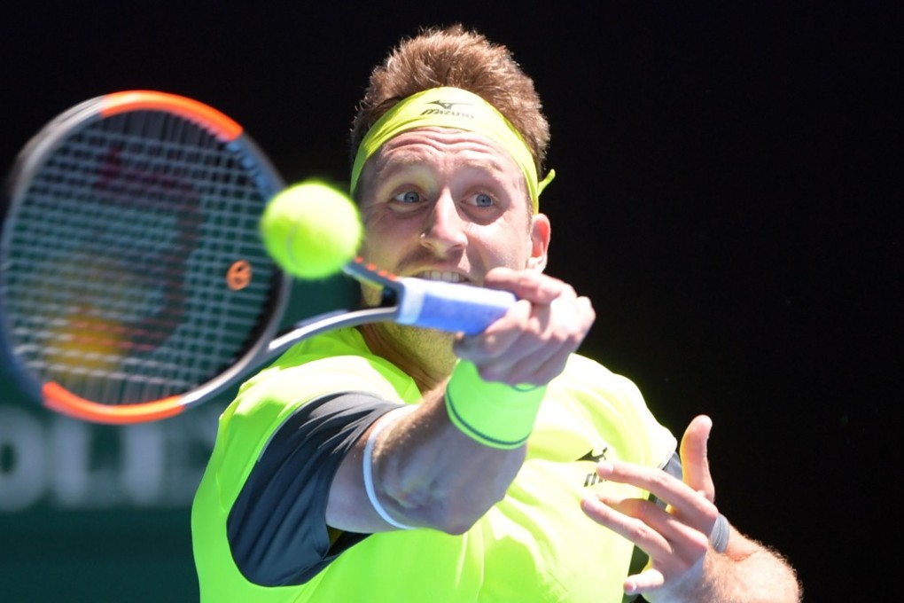Tennys Sandgren in action against Chung Hyeon during their quarter-final at the Australian Open. Photo: EPA