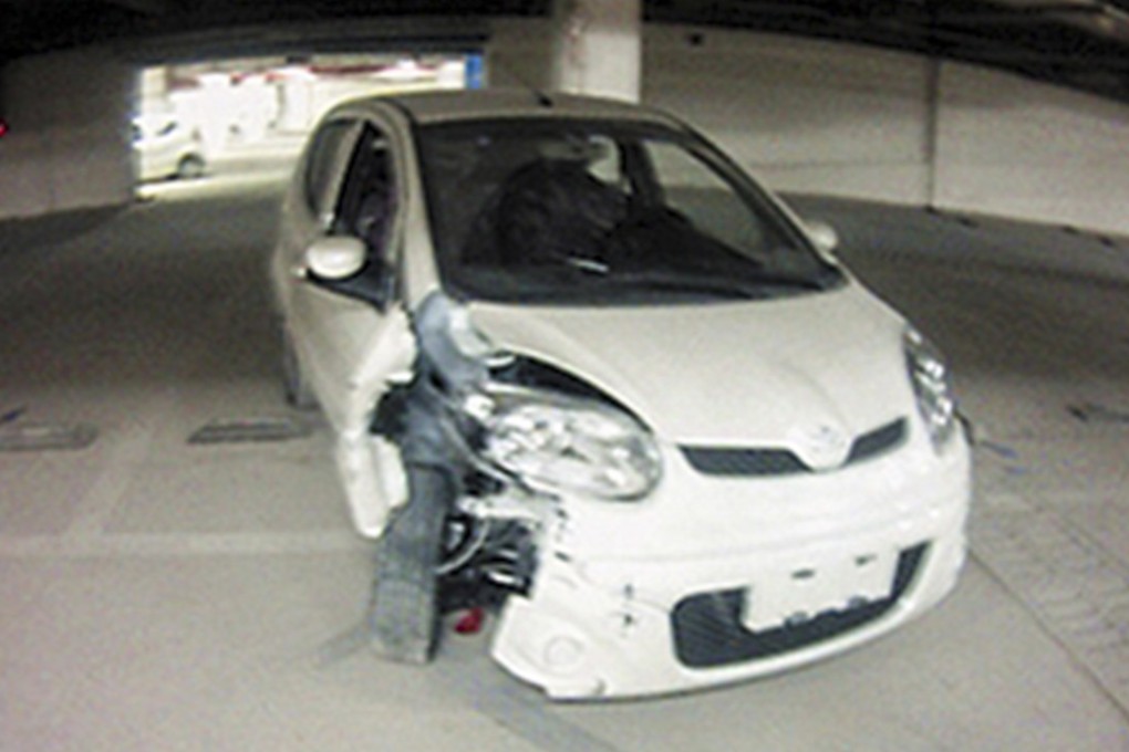 One of the electric vehicles damaged by the children when they used them as bumper cars at a parking lot in Chongqing. Photo: Tech.sina.com.cn