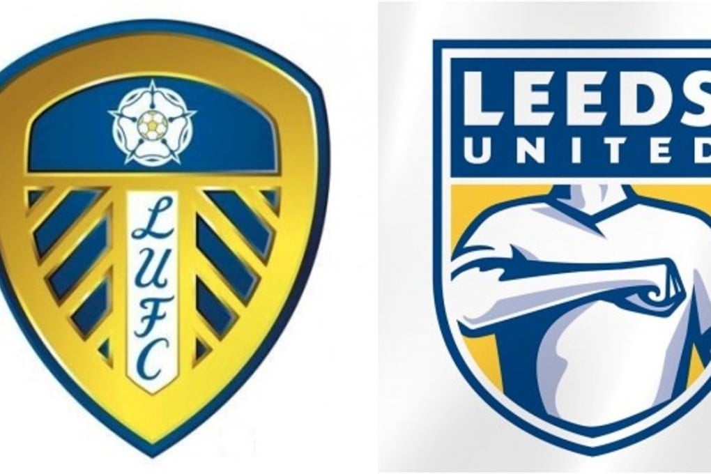 Leeds United were a source of mirth online after revealing they planned to replace their original design (L) with a new one (R). Image: Handout