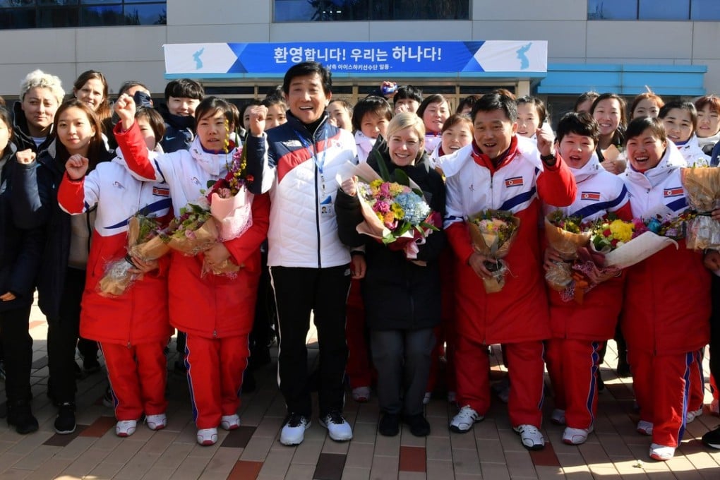 ‘We are one’, declared the North and South Korean Winter Olympians as they joined up at the South Korean national training centre in Jincheon. Photo: Reuters