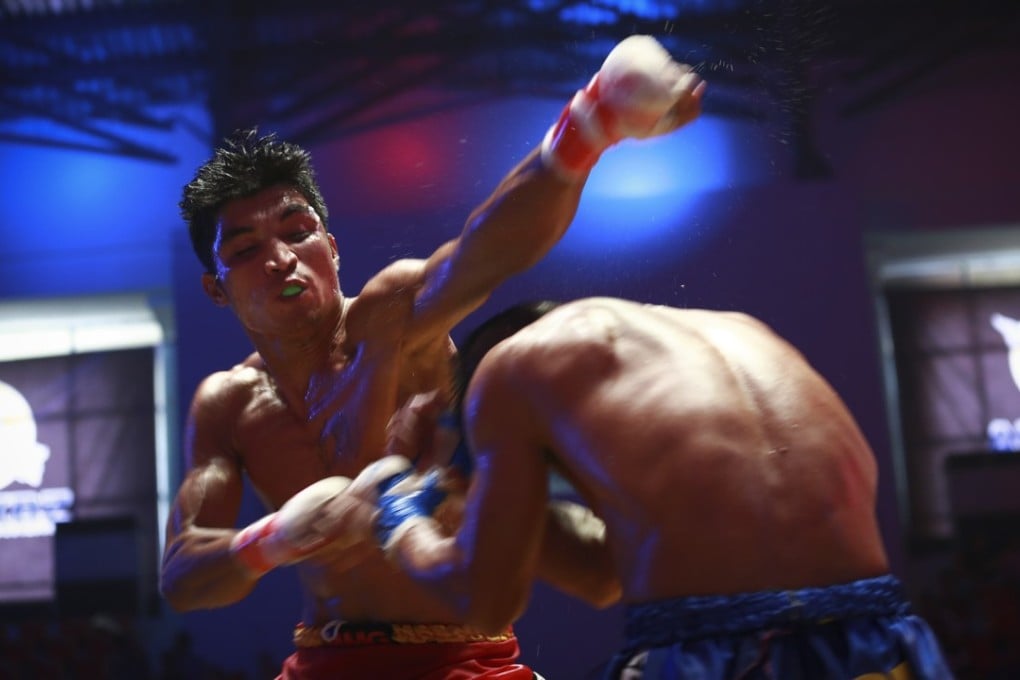 Burmese fighters during the AIR KBZ Aung Lan Lethwei Championship 2017, at the Thein Pyu Stadium, in Yangon, Myanmar. Pictures: James Wendlinger