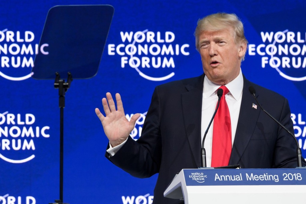US President Donald Trump delivers a speech during the World Economic Forum in Davos on Friday. Photo: AFP