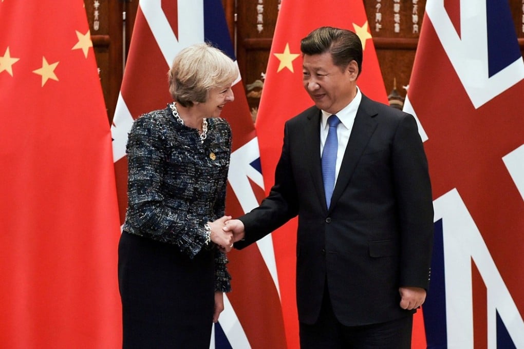 Chinese President Xi Jinping (right) shakes hand with British Prime Minister Theresa May before their meeting on the sidelines of the G20 Summit in Hangzhou in 2016. Photo: Reuters
