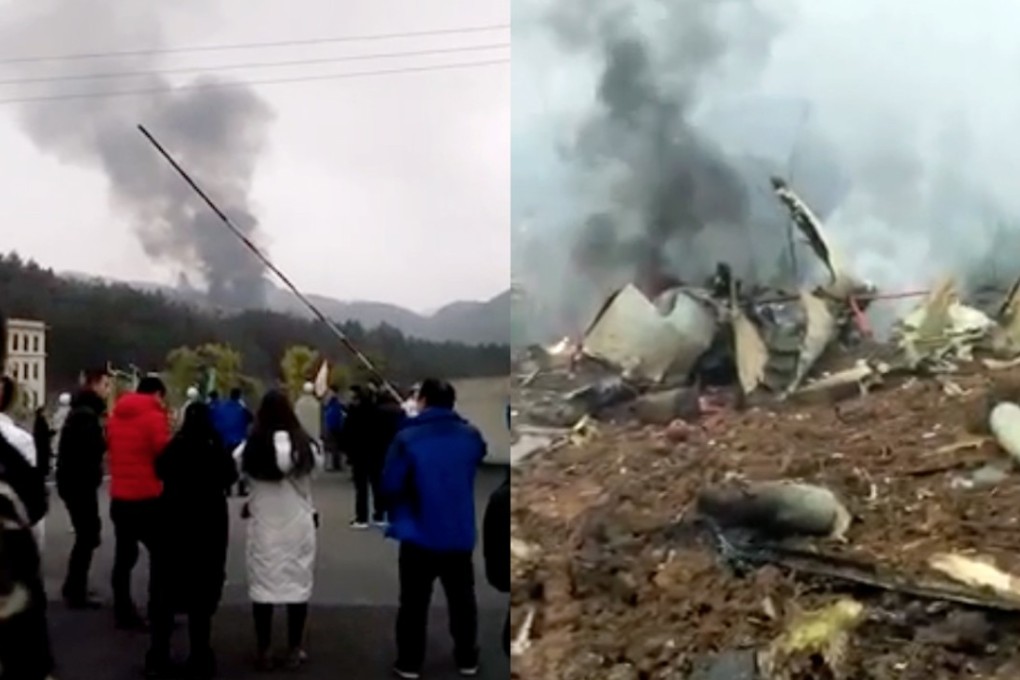 Phoenix TV posted footage online of the crash site in Suiyang county, Guizhou province. Photo: Phoenix TV