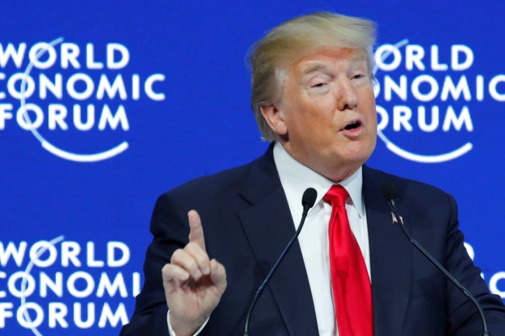 US President Donald Trump pictured during his speech at Davos. Photo: Reuters