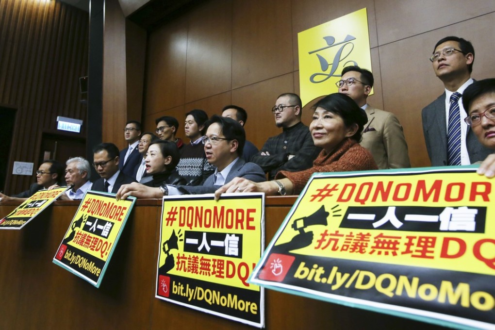 The pro-democracy camp airing their concerns on Friday at the Legislative Council in Tamar. Photo: Handout