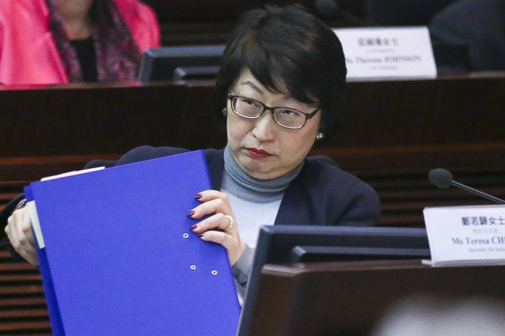 Secretary for Justice Teresa Cheng Yeuk-wah at the Legislative Council on Monday. Photo: Sam Tsang