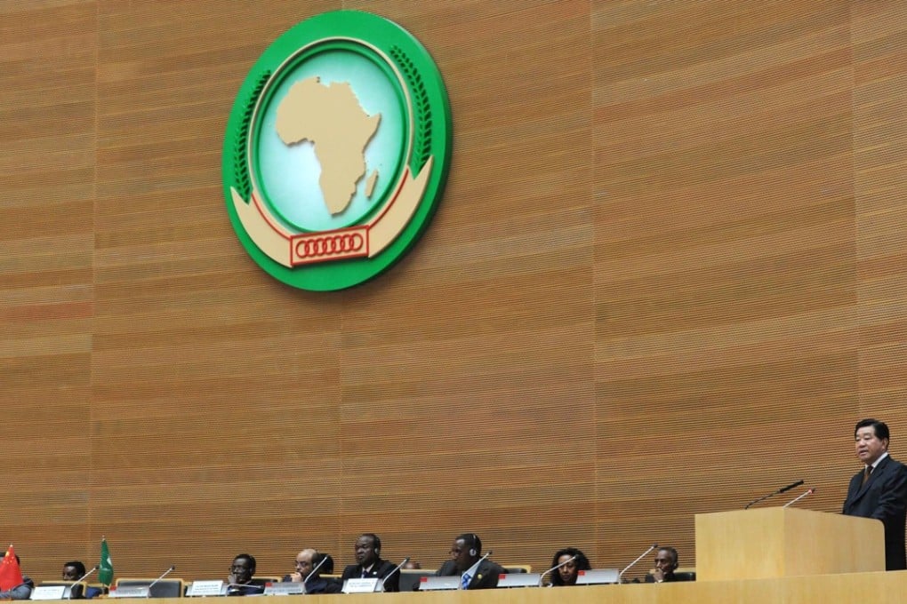Jia Qinglin, then chairman of the National Committee of the Chinese People's Political Consultative Conference, addresses the inauguration ceremony of the new headquarters for the African Union in Addis Ababa in 2012. The building was completely funded by China. Photo: Xinhua