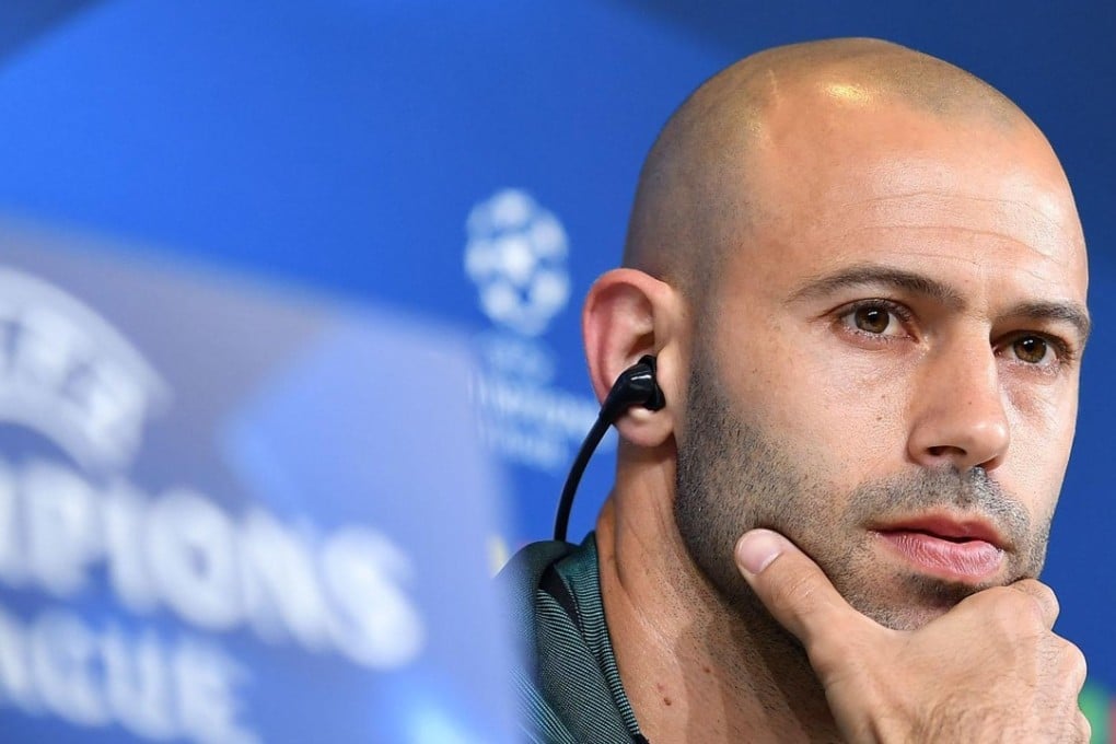 Argentinian defender Javier Mascherano attends a press conference on the eve of the Uefa Champions League 2017 quarter-final. Photo: EPA
