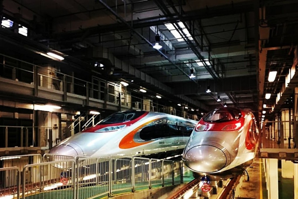 This August 2, 2017 photo shows bullet trains at the parking place in Hong Kong, south China. The Hong Kong section of the Guangzhou-Shenzhen-Hong Kong Express Rail Link is expected to be completed in 2018. From Guangdong to Hong Kong and Macau, can people work in one city and sleep in another? With the help of infrastructure. Photo: Xinhua