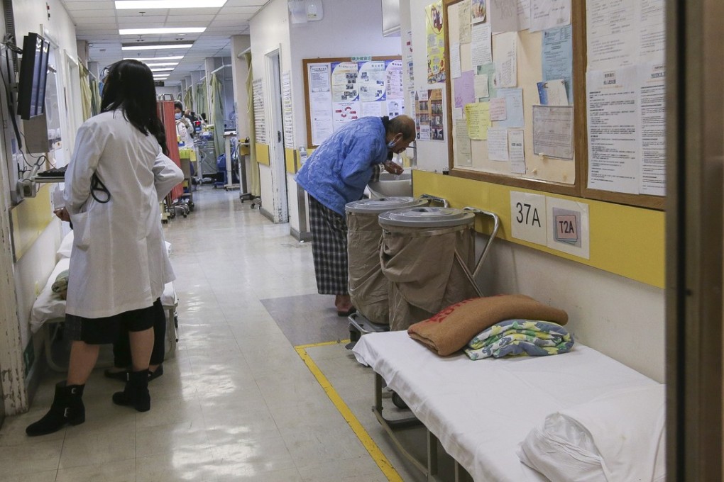 Makeshift beds in the corridors of a public hospital. Photo: David Wong