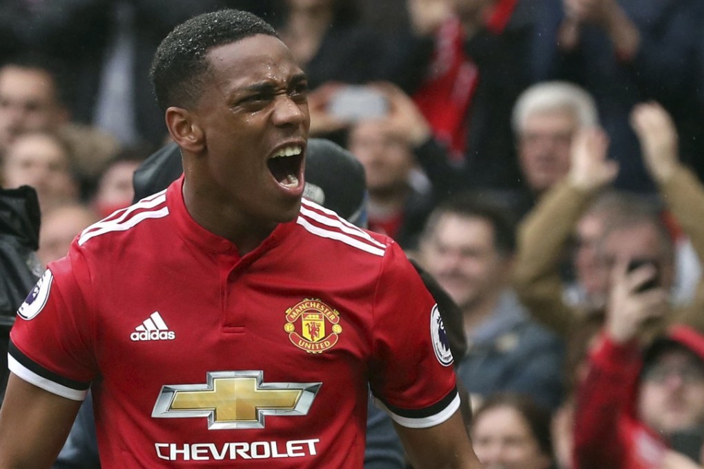 Manchester United's Anthony Martial celebrates scoring in the English Premier League. Photo: AP