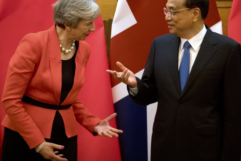 British Prime Minister Theresa May meets Chinese Premier Li Keqiang in Beijing on Wednesday. Photo: EPA-EFE