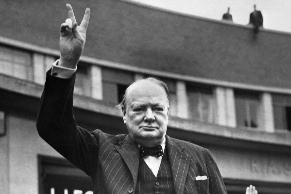 This file photo taken on January 1, 1950, shows Britain's Sir Winston Churchill flashing is trademark V-for-victory sign. Photo: Agence France-Presse